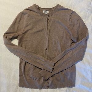 J. Crew Women's Taupe Button-Front Crewneck Cardigan